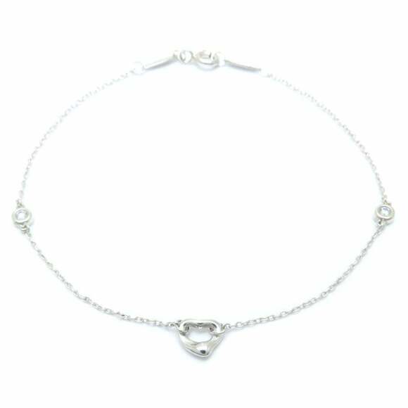 TIFFANY Authentic Silver Diamond Heart Charm Bracelet
